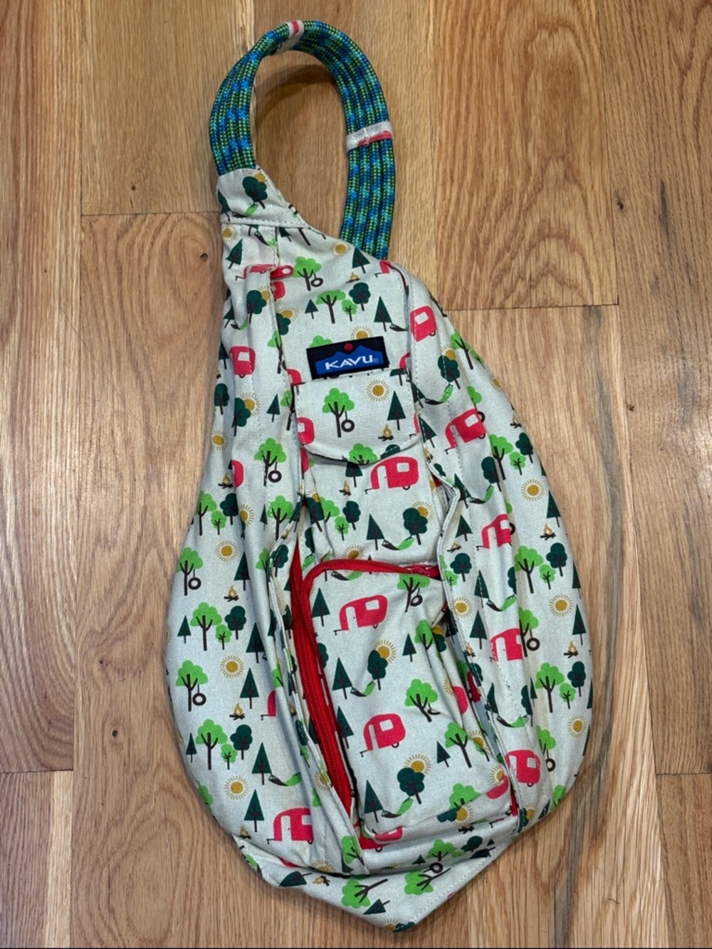 Kaci Rope Handle Sling Bag, Campsite Campers